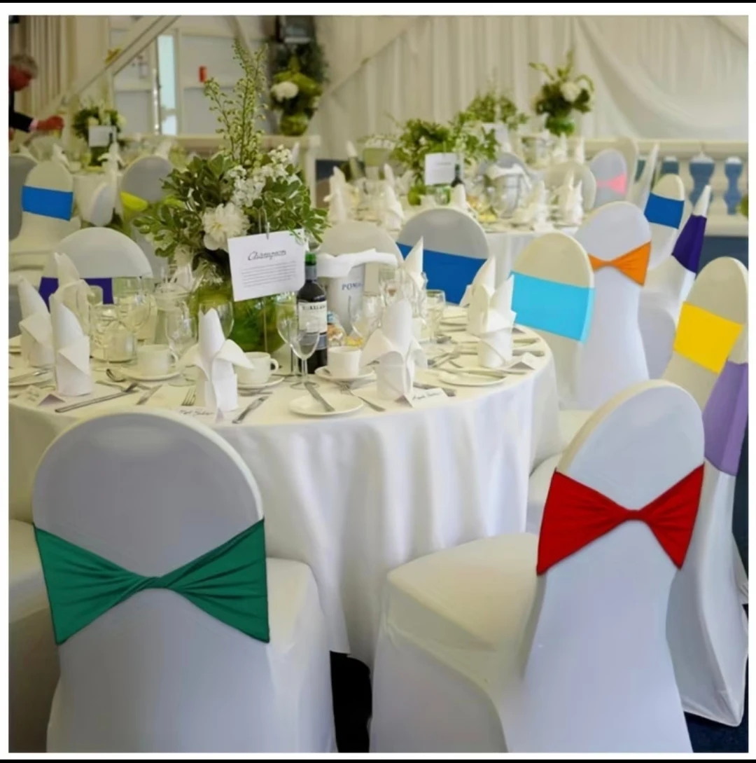 Spandex Chair Sashes Bow Sash Elastic Chair Bands Ties Without Buckle for Wedding and Events Decoration
