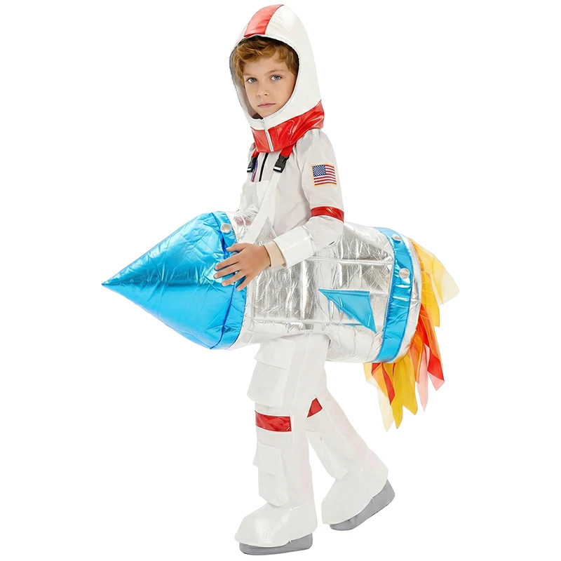 

Unisex Girls Ride-On Space Rocket Halloween Fancy Dress Up Boy Silver Child Rocket Ship Costume