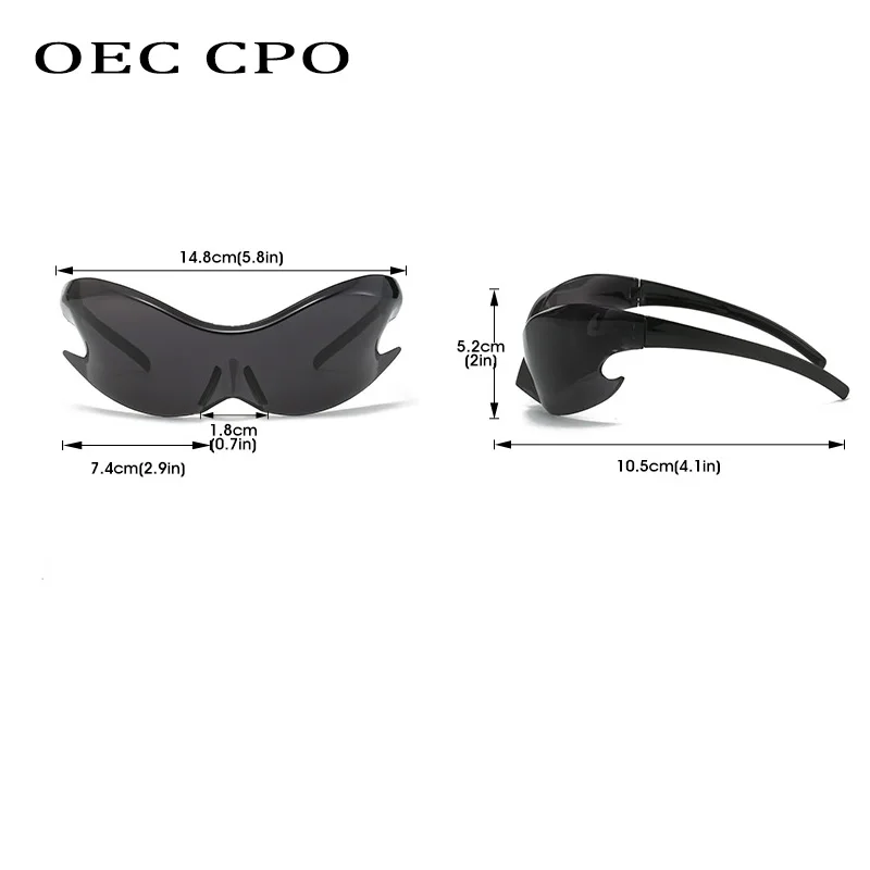 Oversized Goggles Punk Y2k Sunglasses Men Women Fashion 2000\'S Brand Mirror Sports Sun Glasses Female Rimless Eyewear Shades