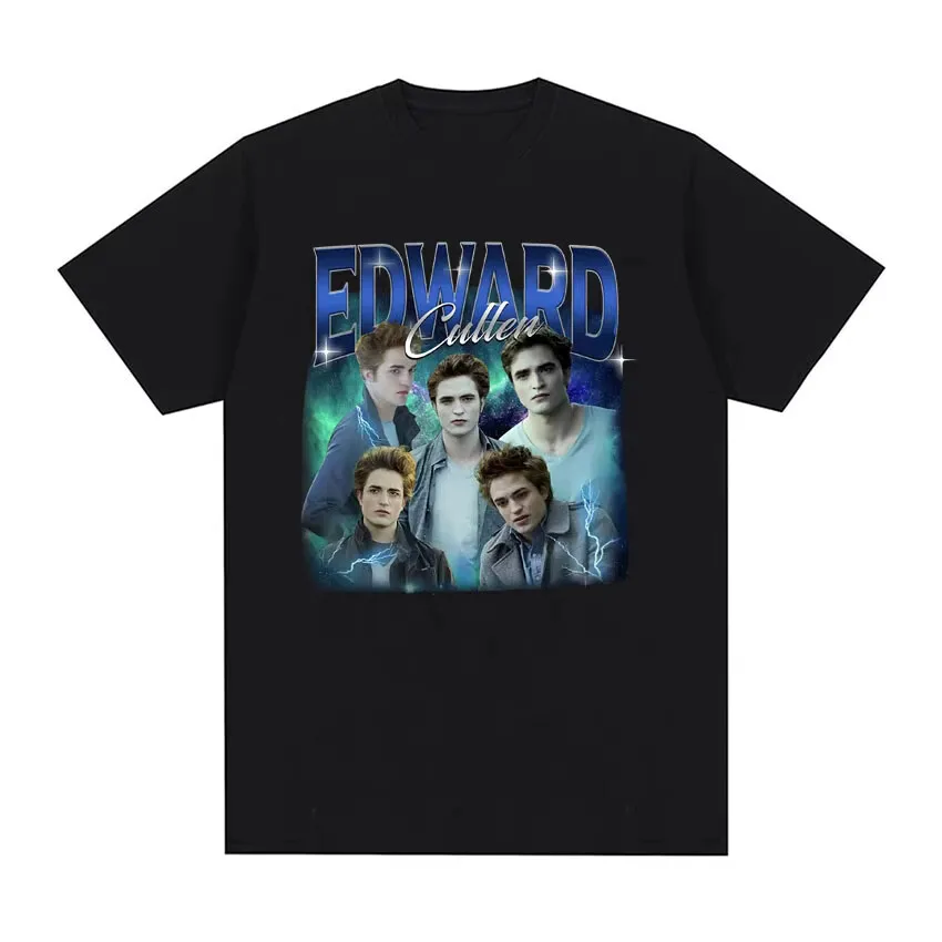 Twilight Edward Cullen Robert Pattinso Хлопковая мужская футболка с короткими рукавами Мужская свободная футболка