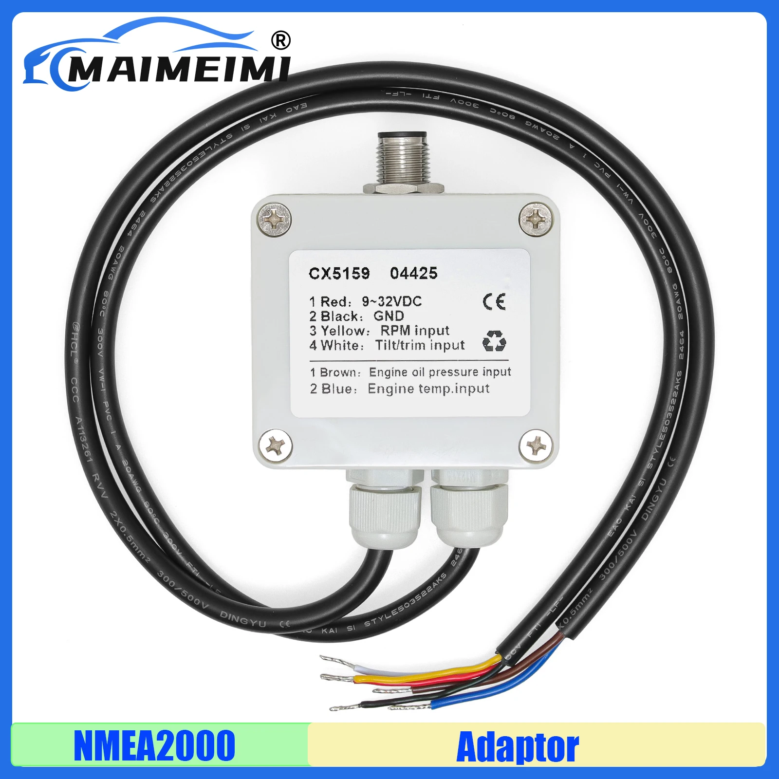 MAIMEIMI Acquisition of Sensor Parameters and Convert to NMEA2000 Parameters 2 Up to 4 Sensors NMEA 2000 Interface Connector