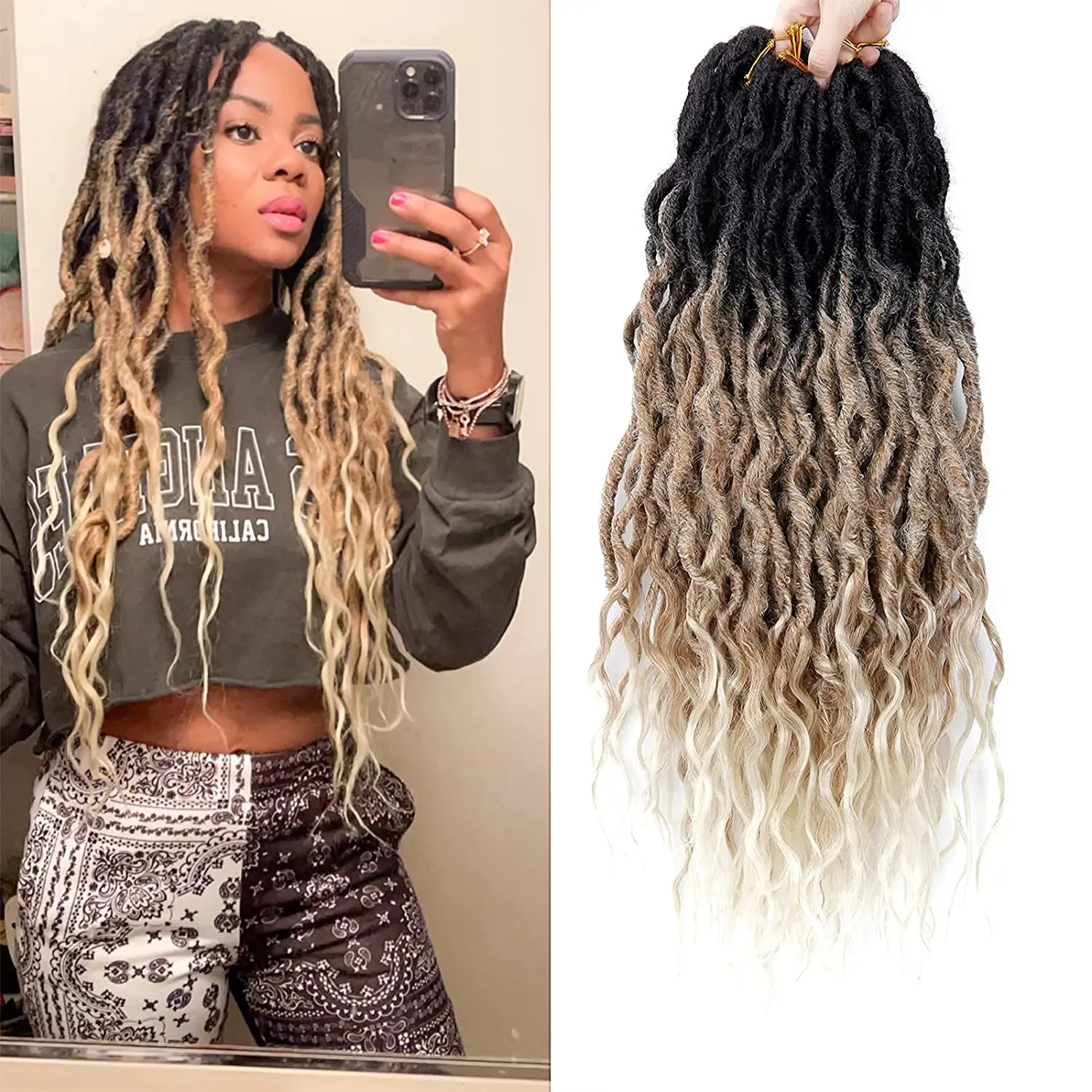 

Sambraid Faux Locs Crochet Hair Synthetic New Goddess Locs Crochet Hair for Black Women Soft Locs Crochet Braids with Curly Ends