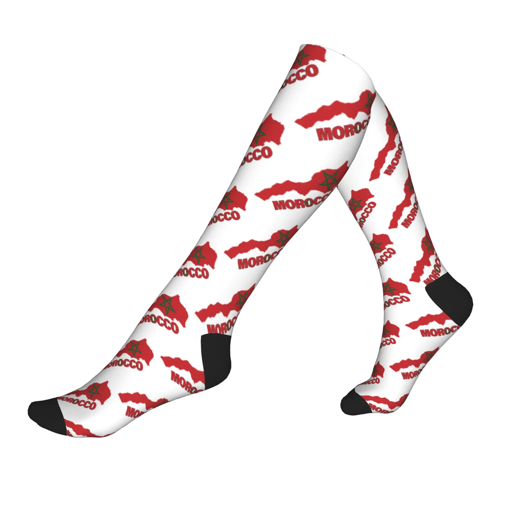 

Funny Printing Morocco Flag Map Moroccan Socks for Women Men Stretchy Summer Autumn Winter Sports Compression Socks