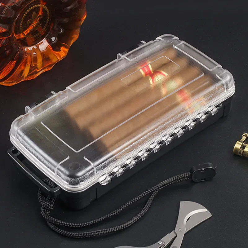 Cigar Box  Transparent Cigar Holder Plastic Cigar Storage Box Humidors Cigar Case Travel Portable Accessories Cigar Box