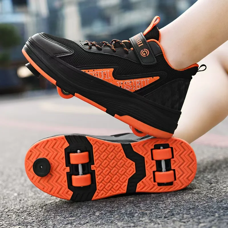 Mesh Dual-Use Roller Skate Shoes Kids Autumn Children Casual Sports Toy Gift Games Boys 4 Wheels Sneakers Girls Boots Gift