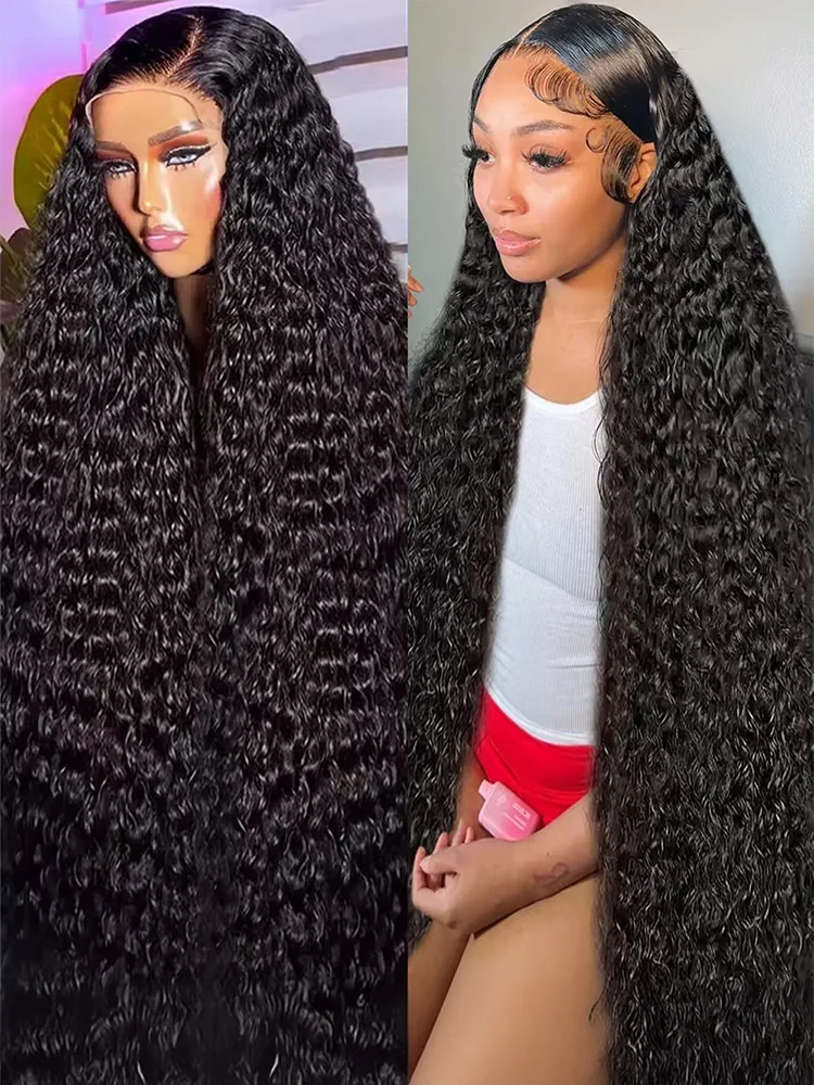 

46Inch Curly Wigs 360 Full Lace Frontal Deep Wave Wig Transparent Human Hair 13x4 13x6 HD Lace Frontal Water Wave Wigs For Women