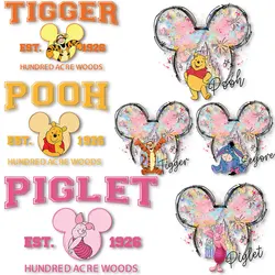 Watercolor Winnie the Pooh Iron on Transfers Heat Press Decals for Clothes Iron on Tshirts