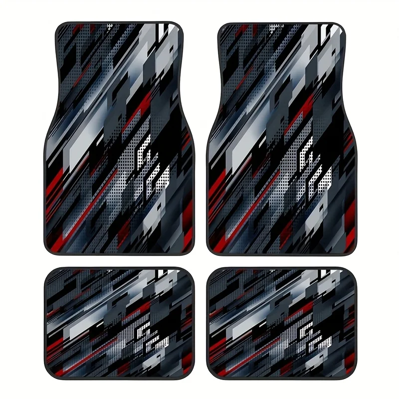 Juego de 4 Alfombrillas de Goma para Auto con Diseño de Bloques de Color, Antideslizantes, Universales, Fáciles de Limpiar, Accesorios para el Interior del Vehículo, Sintéticas