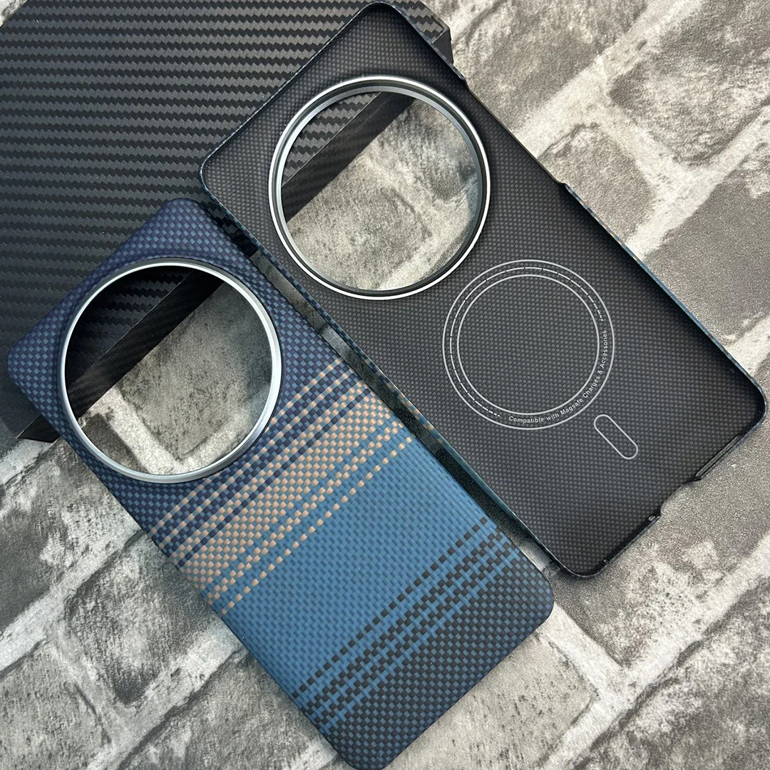 

Magnetic Real 600D Aramid Carbon Fiber Phone Case Cover On For Xiaomi Mi 14 15 Ultra 5G Global 14Ultra 15Ultra 256/512 Magsafe
