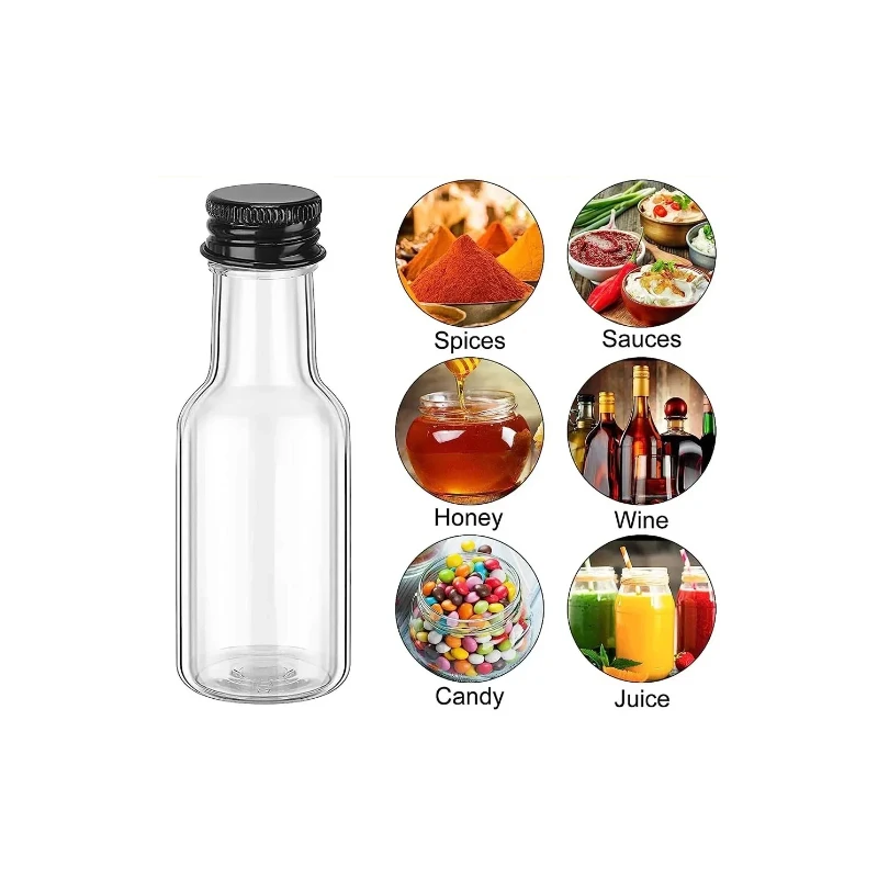 20/30/50PCS 50ml Mini Plastic Liquor Bottles Wedding Spirit Bottles Alcohol Shot Bottles with Caps Bridal