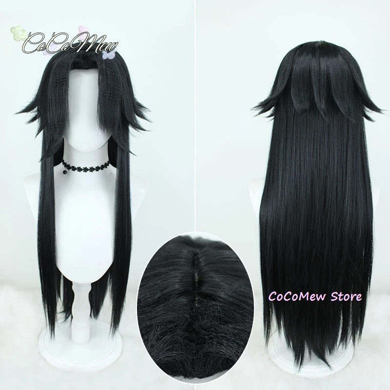 Captain Capitano Wig Game Genshin Impact Men 80cm Long Hair Fatui Harbinger Captain Cosplay Mask Free Cap Halloween