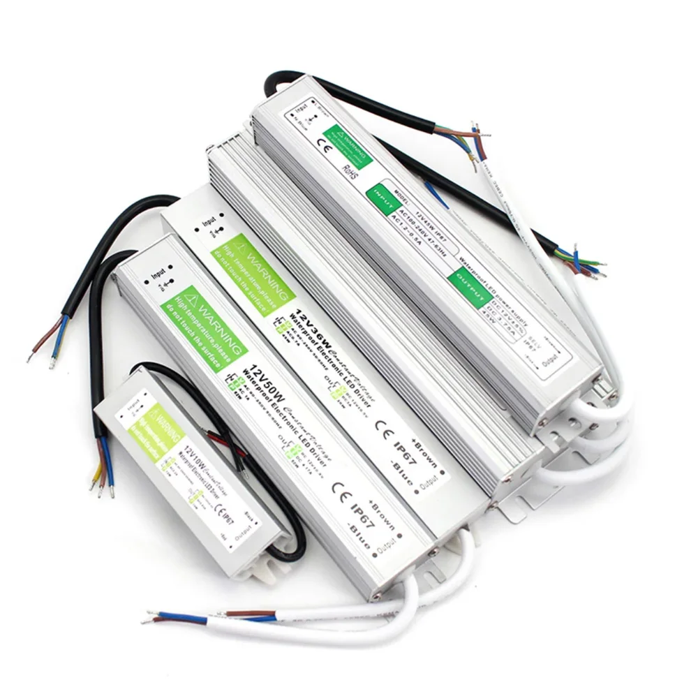 1-5PCS Power Supply Waterproof IP67 12V 24V 20W 50W 80W 100W 120W 150W 200W 300W  LED Driver Adapter Light Transformer For Strip