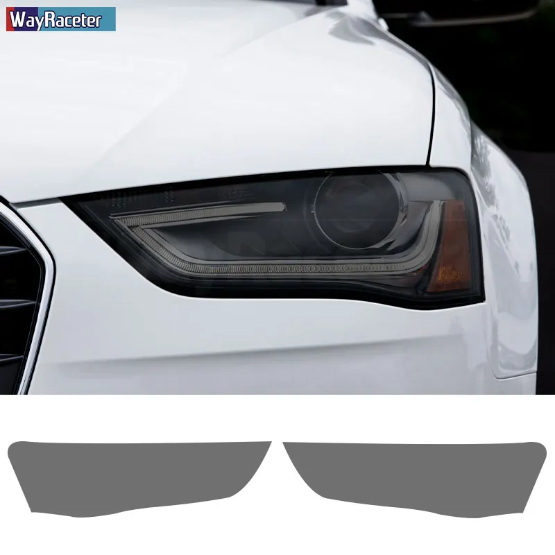 2 Pcs Car Headlight Protective Film Transparent Smoked Black TPU Sticker For Audi A4 B8 Facelift 2012 2013 2014 2015 S4 RS4 8K