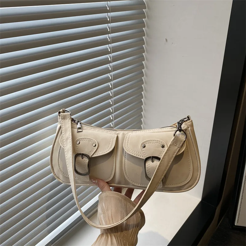 

Vintage Leopard Suede Shoulder Bags for Women Casual Portable Ladies Underarm Bag Double-pocket Design Girls Phone Handbag Purse