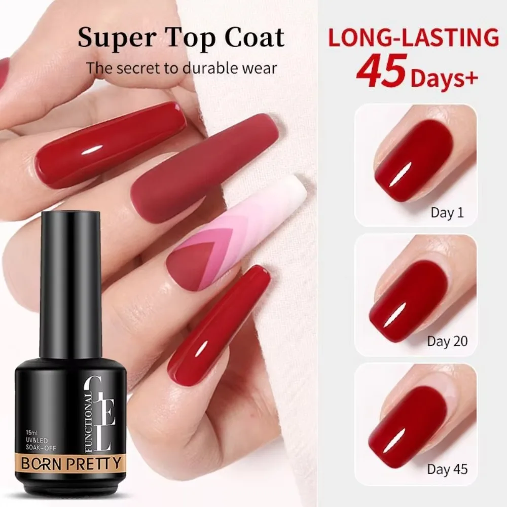 15ml Nail Glue Super Top Coat Gel Polish Base Matte Gel Nail Polish Function Gel Semi Permanent Soak Off UV LED Nail Art