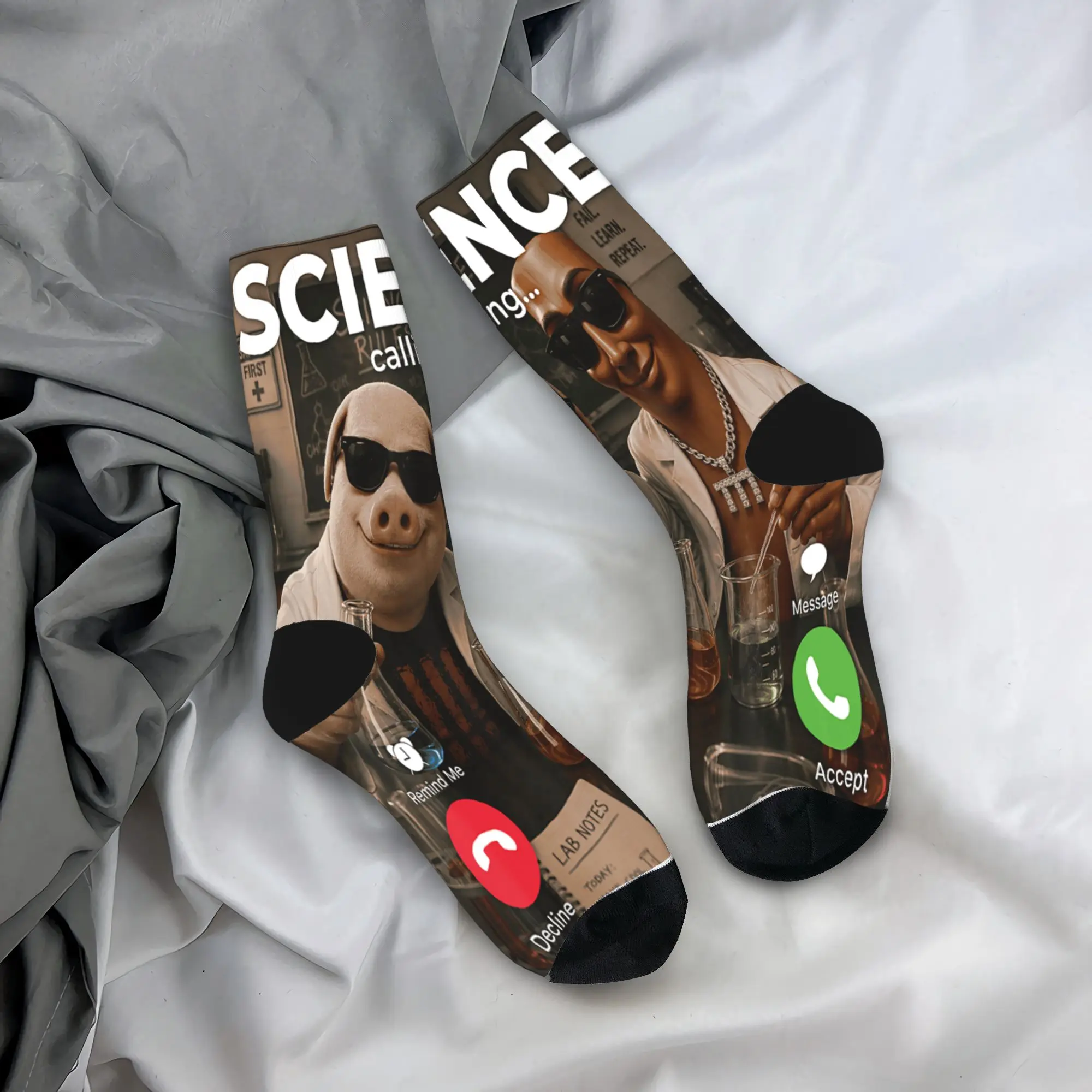 Lab Experiment Bros Tung Sahur John Pork Science Lab Meme Socks Graphic Stockings Non Slip Men Socks Soft Autumn Outdoor Socks