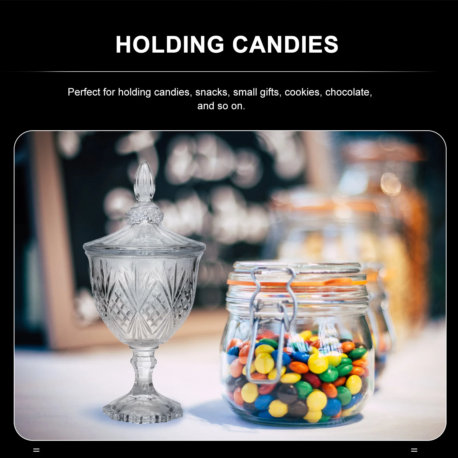 

1Pcs Transparent Glass Candy Storage Jar Sealed Container Household Ornament Snack Holder Transparent Candy Storage Tank
