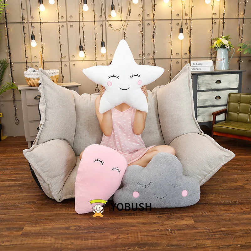 

Плюшевые небесные подушки, эмоциональная лунная звезда, подушка в форме облака, розовая, белая, серая, желтая, фиолетовая, синяя, декоративная подушка для стула, подарок