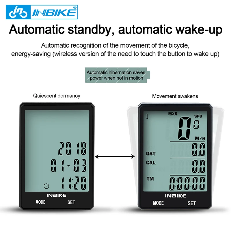 INBIKE 2.8 Inch Bicycle Computer Bike Odometer Cycling Speedometer Wireless Wired Rainproof Multifunction LCD Display Backlight