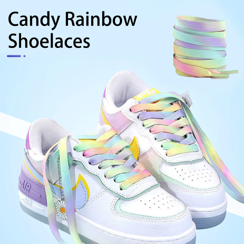 1 pairs Flat Shoelaces Rainbow Color Shoe Laces Casual Canvas Shoes，Shoelace for Men and Women Sports Casual Canvas Shoelaces