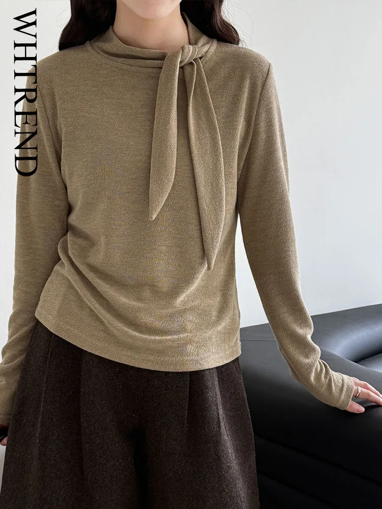 

WHTREND Slim Fit Корейский стиль Бархатная рубашка с длинными рукавами и обычными плечами для женщин Зима Новый дизайн Sense Внутренняя одежда WH2214