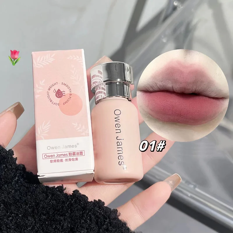 Kleine Flasche rosa Nebel Lippen creme Rouge Tönung Schlamm matt Samt Lip gloss lang anhaltende Farbe nicht trocknende nackte Pfirsich Lippen glasur