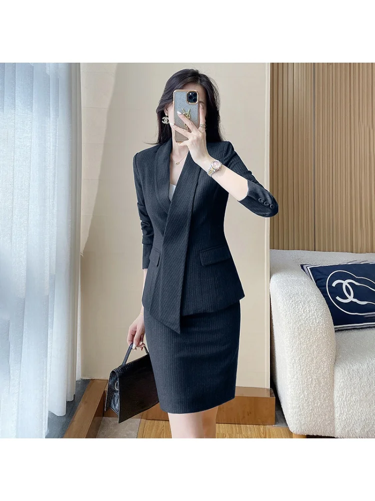 Design Suit Suit Beauty Salon2024Spring New Korean Style Niche Suit Skirt Two-Piece Set Temperament Women