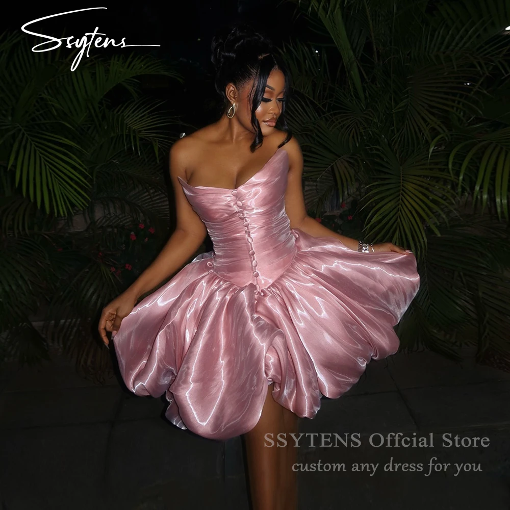 SSYTENS Short Shiny Prom Dresses Sweetheart Mini Gown Homecoming Sexy Sleeveless Birthday Dresses Baddie Black Girl Customized