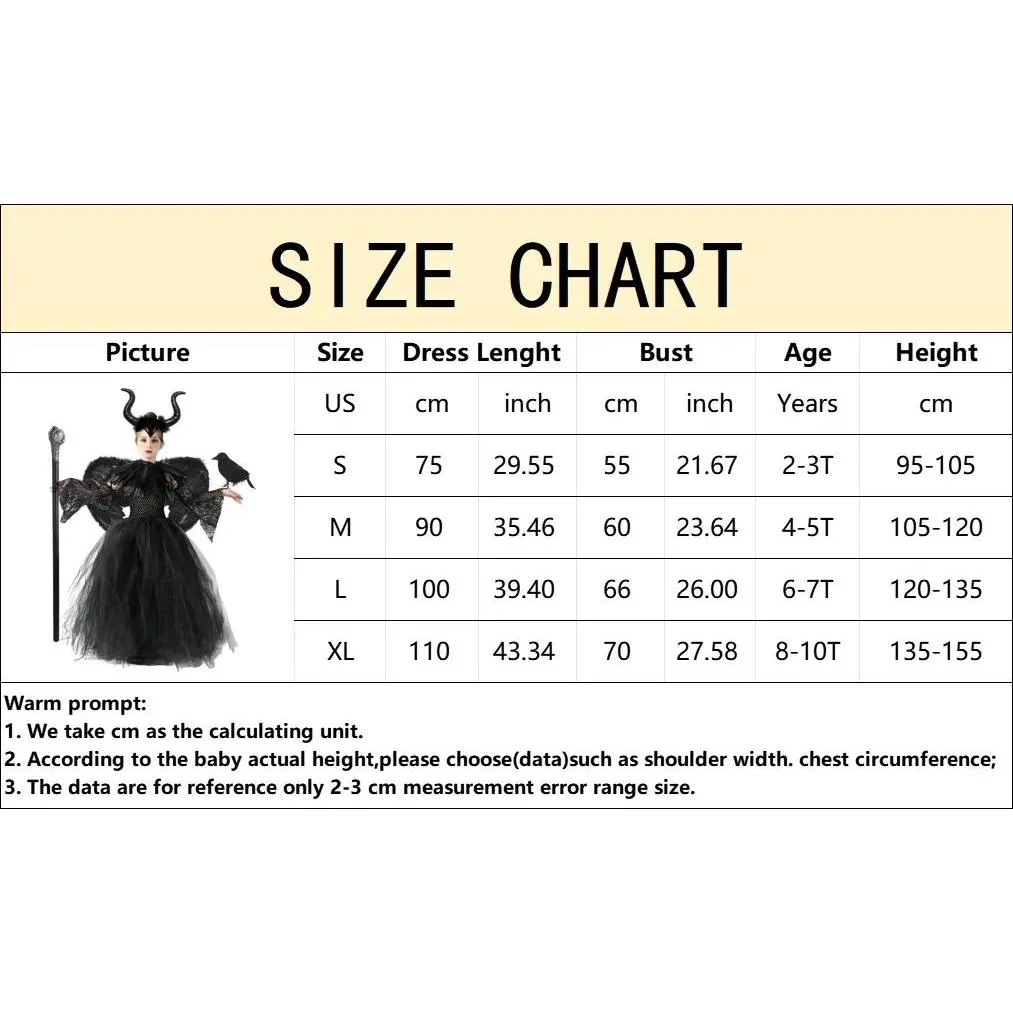 Mädchen Gothic Dark Fallen Kostüm Spitzen-Tüll Langes Kleid für Halloween Cosplay Geburtstag Karneval Bühnenparty – Detail 1
