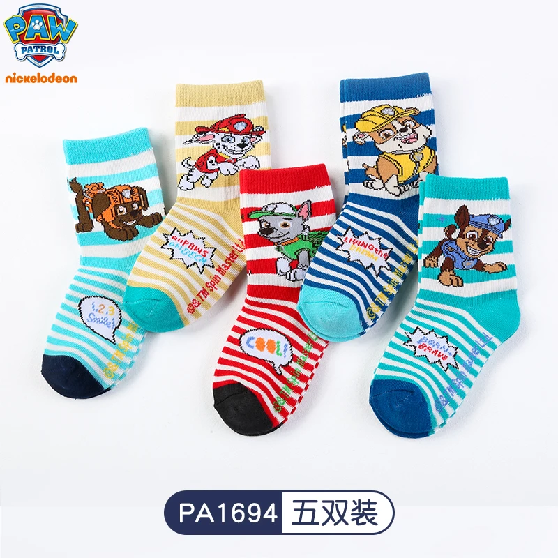 100% Genuine Paw patrol 10PCS=5Pairs Children\'s Socks boys Girls Spring & Autumn Styles Cotton Socks Age 3-8 Years High Quality