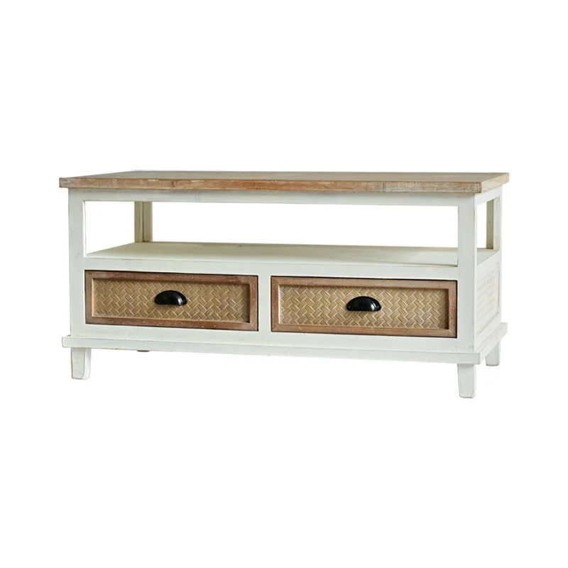 

Pastoral retro style TV cabinet combination storage bed and breakfast hotel solid wood floor high