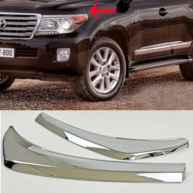 LC200 Chrome Headlight Trim Styling Cover For Toyota Land Cruiser 200  2012 2013 2014 2015 Accessories