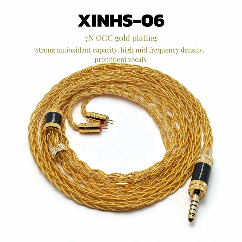 

XINHS 8-Core 7N Single Crystal Copper Gold-Plated Earphone Upgrade Cable 3.5/2.5/4.4mm MMCX/0.78 2Pin for IEM Vesper Chu II SR5