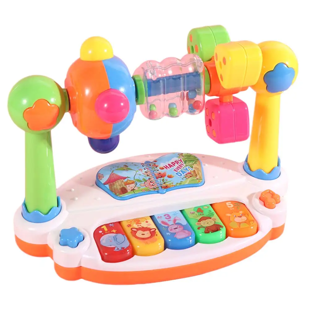 

Light Sound Baby Piano Animal Print Interactive Baby Music Keyboard Rotating Preschool Baby Musical Early Learning