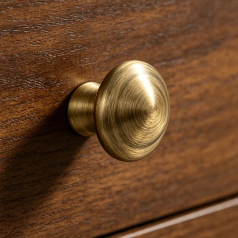 Mushroom-Shaped Solid Brass Handles for Furniture Bright Silver Handles for Wardrobe and Drawer Dresser Shoe Cabinets Pulls