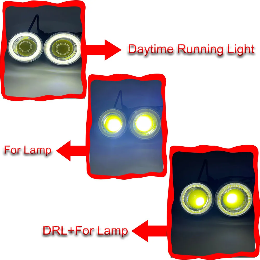 Car LED 3.5Inch Daytime Running Ligh Foglight Universal Angel Eye Lens Driving Lamp With Bracket Line Group Ballast