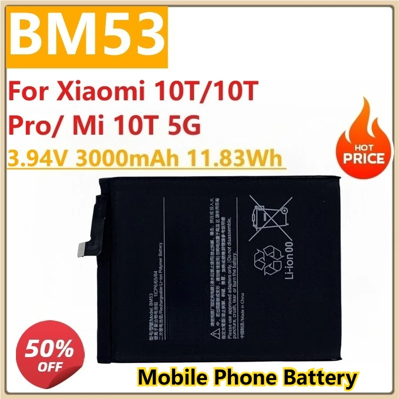 New Mobile Phone Battery BM53 3.94V 3000mAh 11.83Wh  For Xiaomi 10T/10T Pro/ Mi 10T 5G Replacement Batteries+Tools