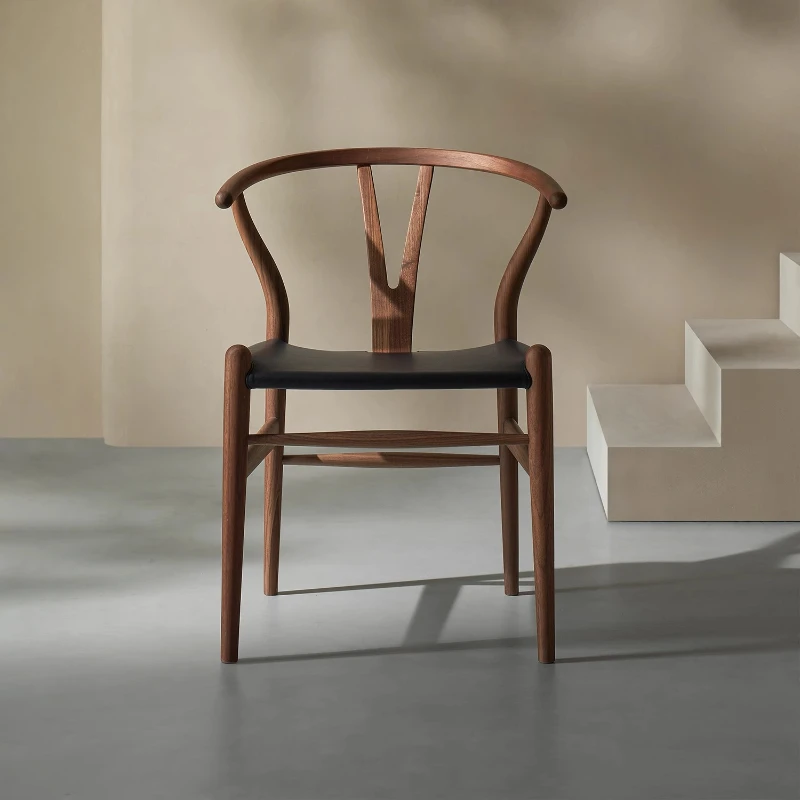 

North American black walnut design sense solid wood leather dining chair