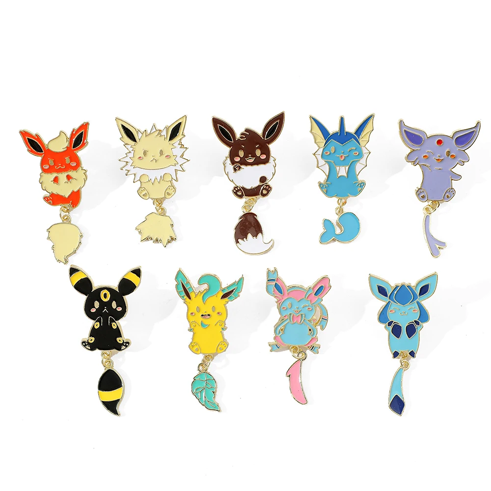 9 Pcs Creative Inspirational Anime Pokémon Brooch Creative Pikachu Pin Metal Badge Jewelry Clothing Backpack Accessories Gift