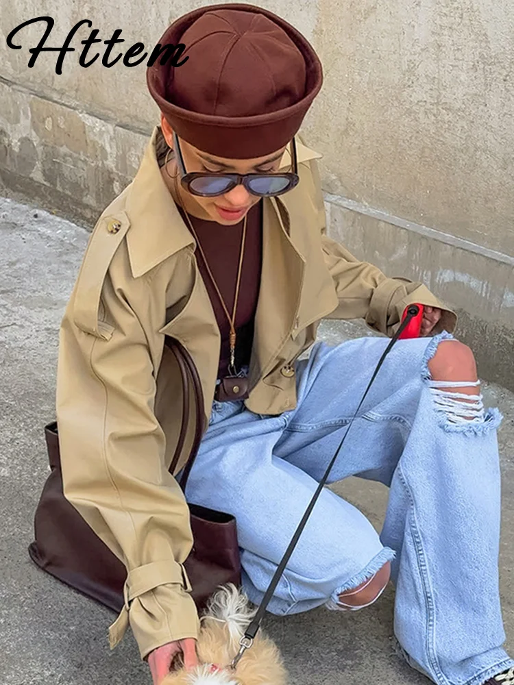 

Винтажное короткое женское пальто, элегантное плиссированное пальто с длинными рукавами и карманами на пуговицах, женская уличная одежда, весна-осень 202, женская верхняя одежда