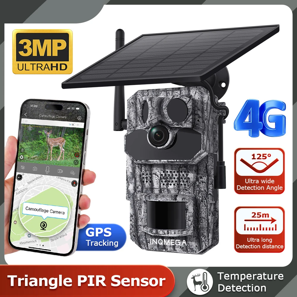 

HD 4K Solar 4G Smart GPS Positioning Hunting Camera Waterproof Animal Camera Support Outdoor Monitoring Temperature Detection