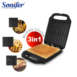 3 In 1 Electric Waffle Maker Large Cooking Kitchen Appliances With 3 Removable Plates Breakfast Machine Waffles Pot Iron Sonifer