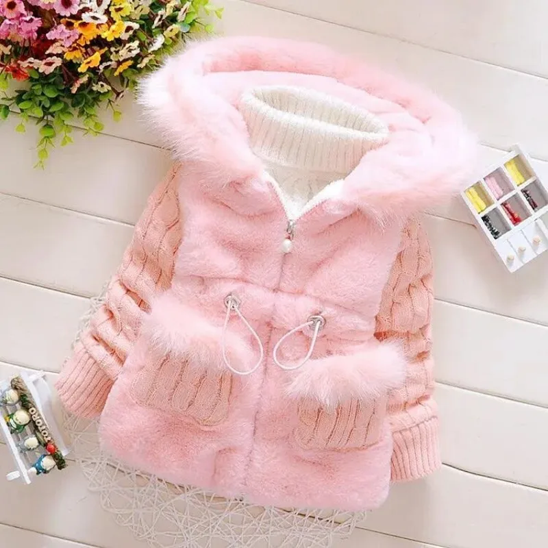 

Plush Baby Jacket Thicken Warm Winter Jackets For Girls Sweater Coat Fashion Infant Hooded Outwear 1-4 Year Toddler Girl Clothes