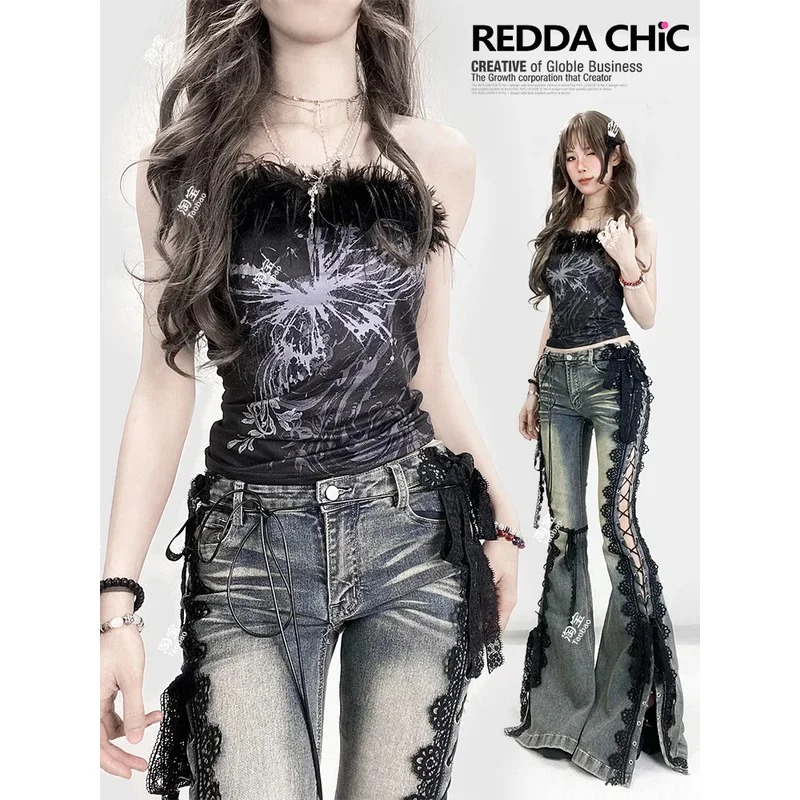 

American Vintage The Spice Girls Hottie Black Tank Tube Bralette Crop Top Vest Short Montage Printing Summer Waist Cultivated