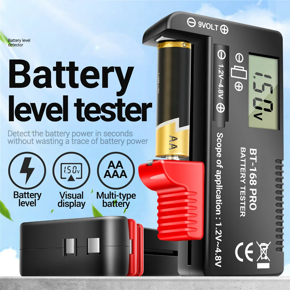 BT-168 PRO AA/AAA/C/D Batteries Universal Button Cell Battery Colour Coded Meter Indicate Volt Tester Checker Power Tester