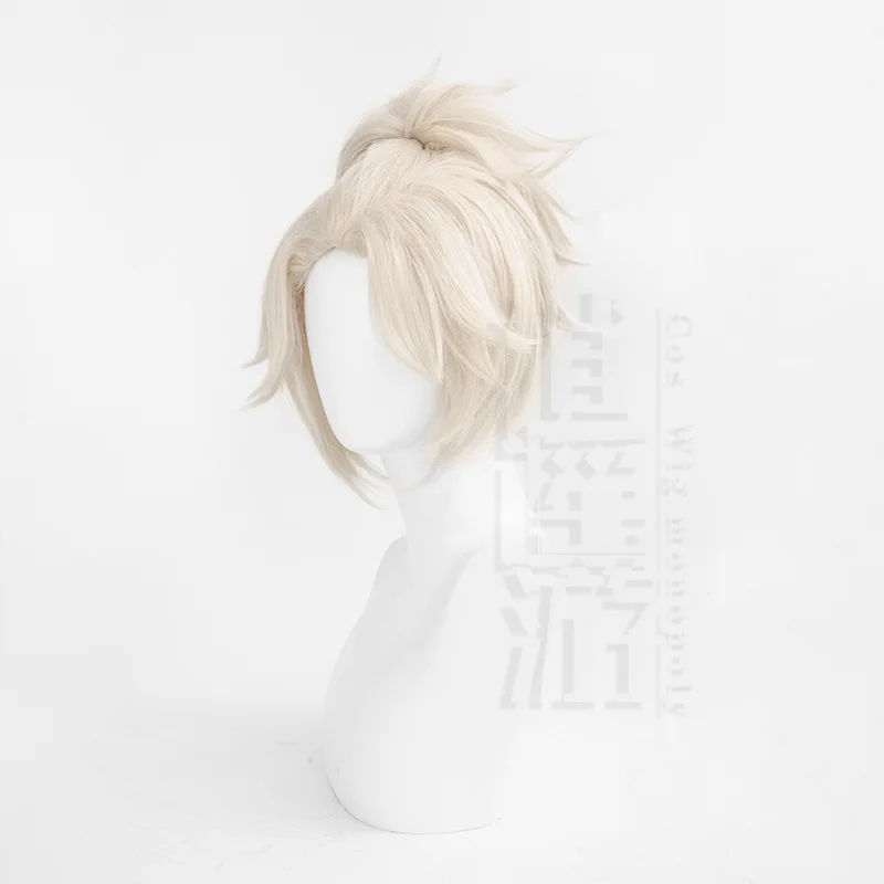 Mercenary Naib Subedar Cosplay Wig Game Identity V 30cm Beige Heat-resistant Synthetic Hair Halloween Party Cosplay Wigs+Wig Cap