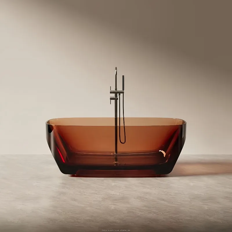 New Style Pure Resin Freestanding Bath Tubs Transparent Bathtub Clear Solid Surface Bathtubs Portable Resin Bathtub