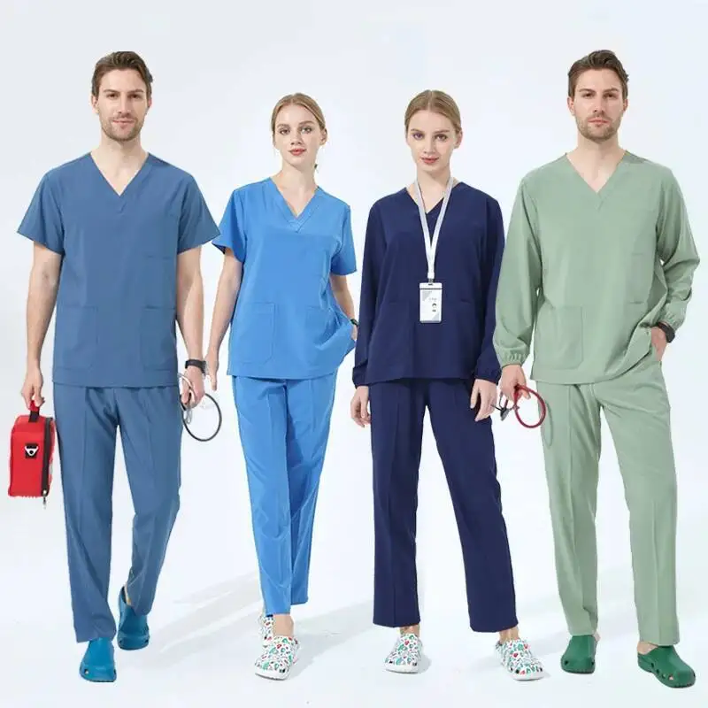 ชุดยูนิฟอร์มแพทย์ผู้หญิงแบบยืดได้ พรีเมียม สำหรับพยาบาล ชุดผ่าตัดในโรงพยาบาล ทรงเข้ารูป ชุดทำงานทางการแพทย์ ชุดสำหรับร้านเสริมสวย สปา ไซส์ S