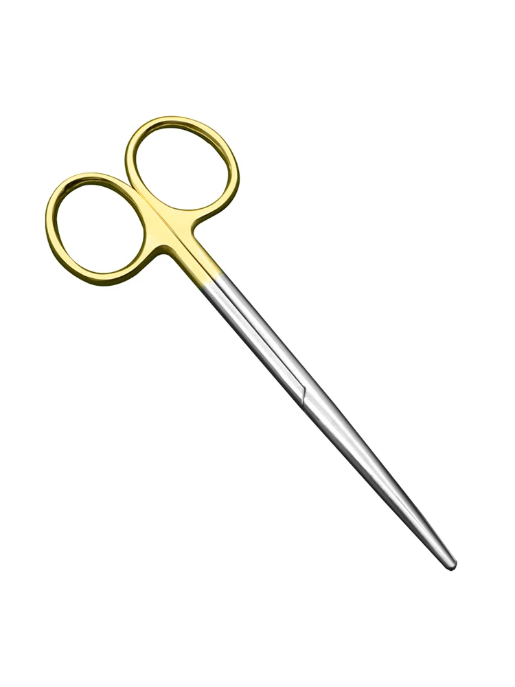 Gold Handle Round Nose Blunt Scissors Nasal Stripping Blunt Nose Scissors Line Carving Cosmetic Straight Elbow Tissue Scissors