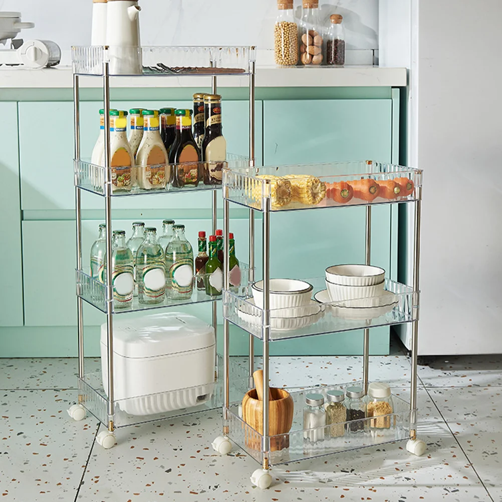 Estante organizador de esquina de rodillo de 3 niveles, carro de almacenamiento móvil, carro de cocina, rueda de desplazamiento multicapa, soporte para el hogar Delgado